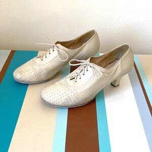 Glide Ballroom Dance Shoes Oxford Style Tan Leather Size 6